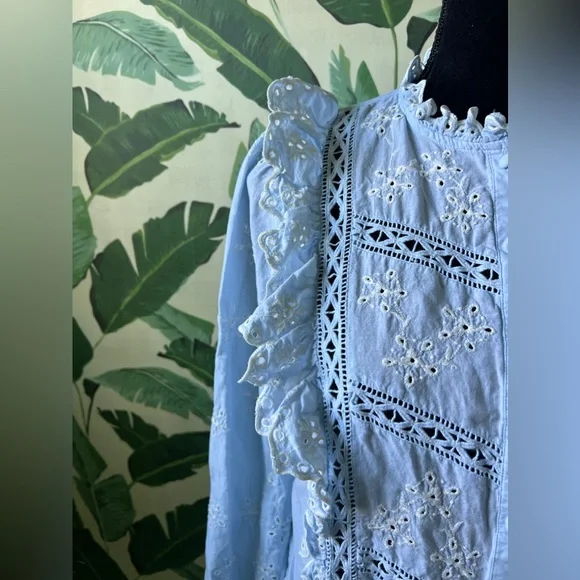 Sezane Irma Blouse in Baby Blue Size 38 US 6 - Picture 8 of 12